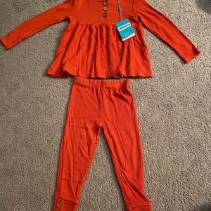 Posh Peanut Waffle Long Sleeve Henley Peplum Legging Set